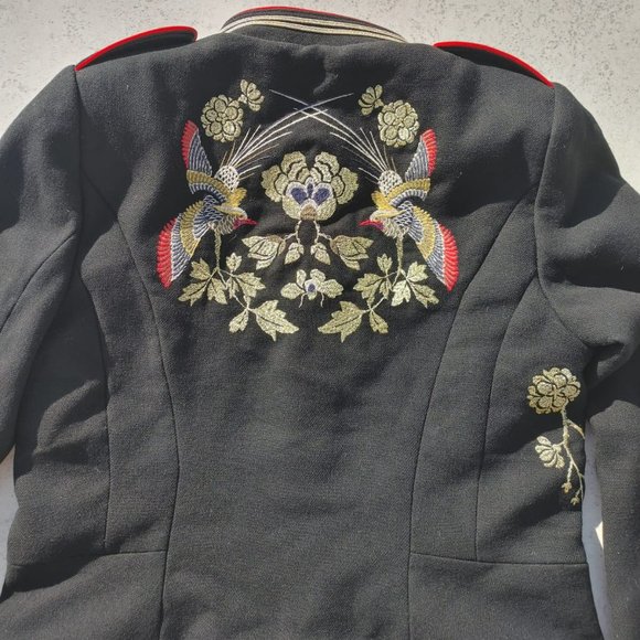 NWT Zara Trafaluc Military Style Embroidered Mandarin collar Blazer. M - Picture 5 of 14